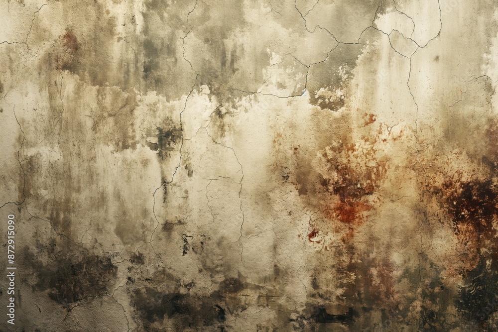 Poster rough textured wall with grime stains. distressed beige and brown background image. close-up view of