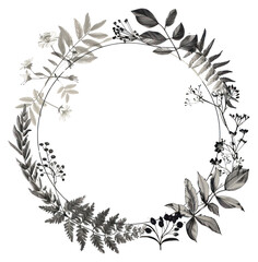 Obraz premium PNG Elegant botanical wreath illustration