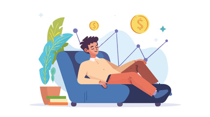 Passive income and market investing flat vector illustration