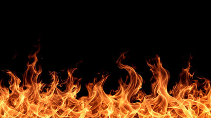 Fototapeta premium Fire flames on black background