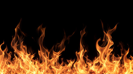 Fire flames on black background