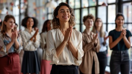 The Woman Clapping in Office