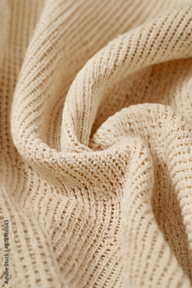 Poster beige fabric texture close-up. soft jersey material with small holes pattern. macro shot of sports c