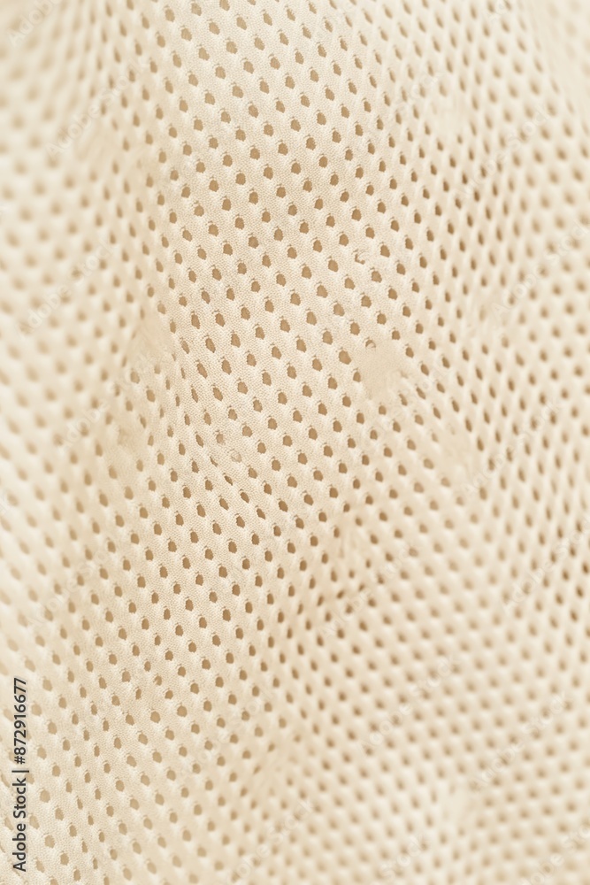 Fototapete beige fabric texture close-up. unique grid pattern with small holes adds depth. slightly wrinkled su