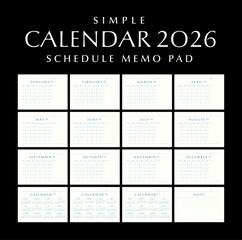 Simple Calendar 2026 Schedule Memo Pad, Landscape Design