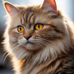 a cat with yellow eyes