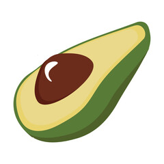 Avocado food icon. Avocado fruit whole and half isolated on white background. Summer tropical fruits for healthy lifestyle. Vector illustration in flat style