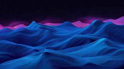 Obraz premium Surreal Blue and Pink Sand Dunes Under Starry Night Sky in Digital Art 