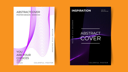 Creative covers or horizontal posters in modern minimal style for corporate identity, branding, banner, poster, advertising. Modern layout design template with dynamic colorful overlay lines