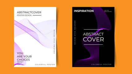 Creative covers or horizontal posters in modern minimal style for corporate identity, branding, banner, poster, advertising. Modern layout design template with dynamic colorful overlay lines