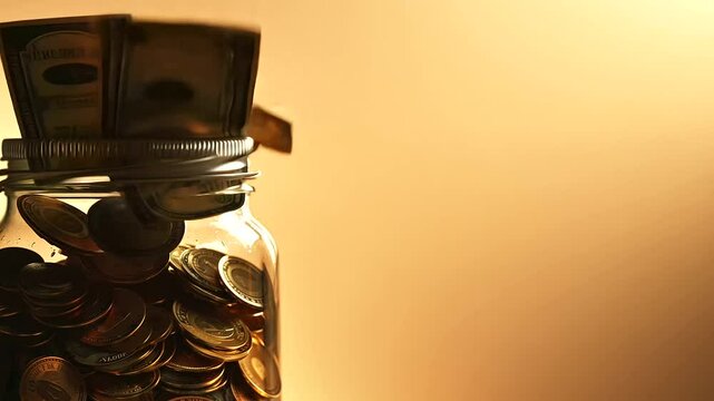emergency fund jar filling up with savings as a safety net for unexpected expenses