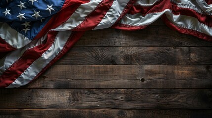 Aged manuscript paired with a vintage American flag in a flat lay format, highlighting the spirit of Columbus Day. The image evokes a sense of patriotism and historical significance.
