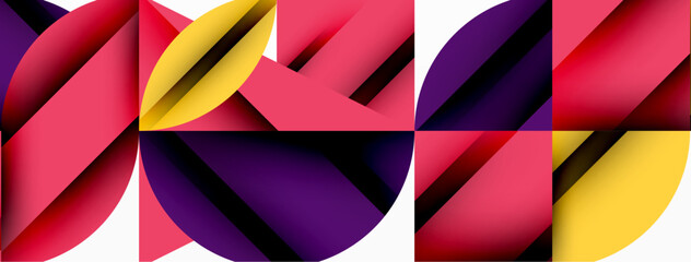 Circle, square and flower petal geometric background. Round shapes composition for wallpaper, banner, background or landing