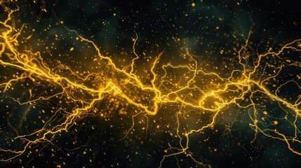 yellow lightning on night sky background