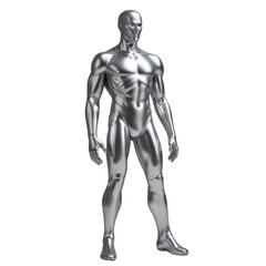 Silver metal man on Isolated transparent background png. generated with AI
