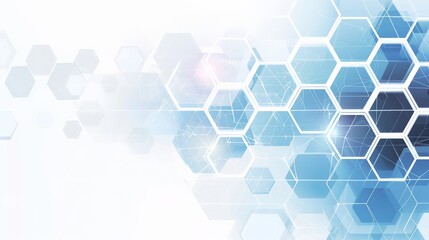 Futuristic blue medical background with hexagonal shapes and digital connections. Represents modern healthcare technology and innovation.
