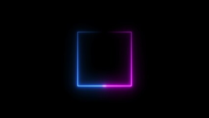 Abstract neon line rectangle icon illustration background 4k.