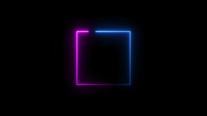 Abstract neon line rectangle icon illustration background 4k.