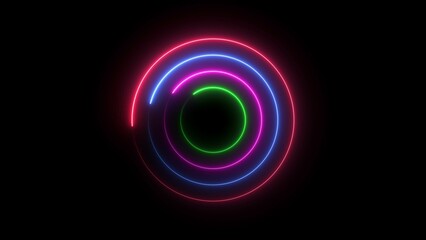 Abstract Glowing Neon circle icon concept illustration background.