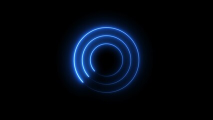 Abstract Glowing Neon circle loading icon concept illustration background 4k.
