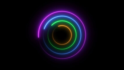 Abstract Glowing Neon circle loading icon concept illustration background 4k.