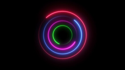 Abstract Glowing Neon circle icon concept illustration background.