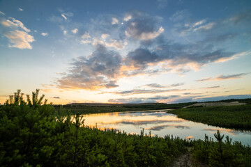 Pojezierze Olkuskie - Jezioro Bolesławskie o zachodzie słońca