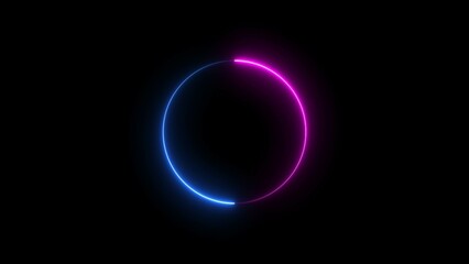 Abstract Glowing Neon circle icon concept illustration background.
