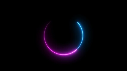 Abstract Glowing Neon circle loading icon concept illustration background 4k.