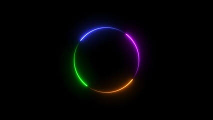 Abstract Glowing Neon circle loading icon concept illustration background 4k.