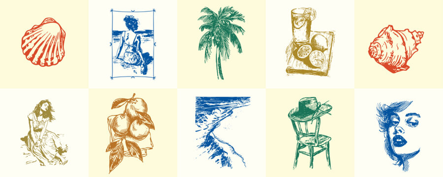 A minimalist collection of hand-drawn vector illustrations of food and beverage girls. Great for social media, posters, postcards, web design