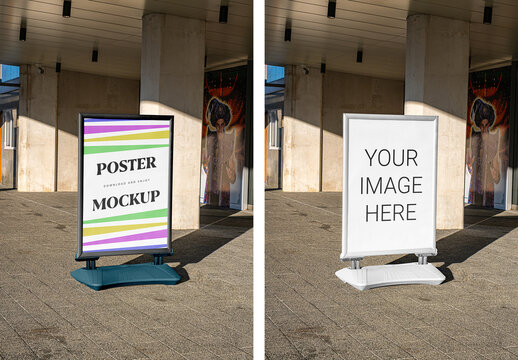 Perspective Poster Stand Mockup