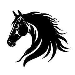 Majestic Horse Head black Silhouette