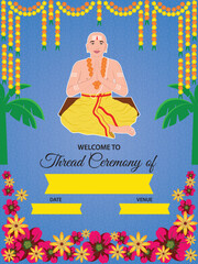 Digital Invitation greeting for Indian Hindu Thread ceremony for boys.