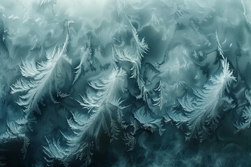 Frost patterns on a windowpane, winter background