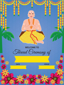 Digital Invitation greeting for Indian Hindu Thread ceremony for boys.