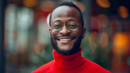 Obraz premium Portrait of a light black man standing smiling at the camera 