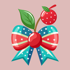 4th of july coquette cherry bow