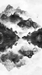 Watercolor background in black and white