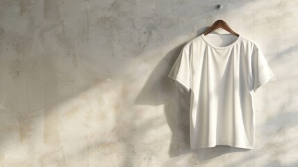 Naklejka premium White T-shirt Hanging on a Wall