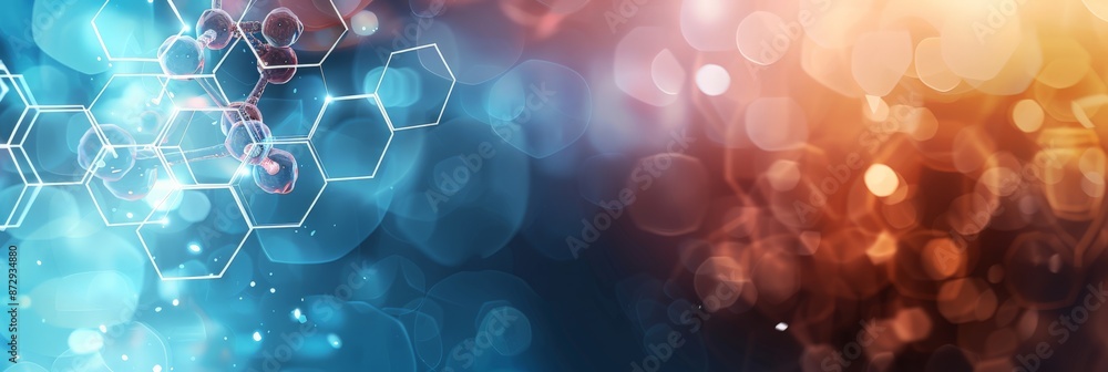 Aufkleber colorful abstract medical background with hexagonal shapes and bokeh lights. ideal for illustrating 