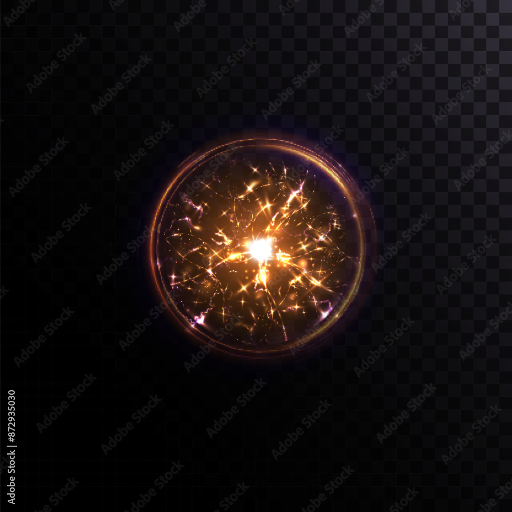 Aufkleber bright ball lightning a strong electrical charge of energy in one ring. element for web design and i