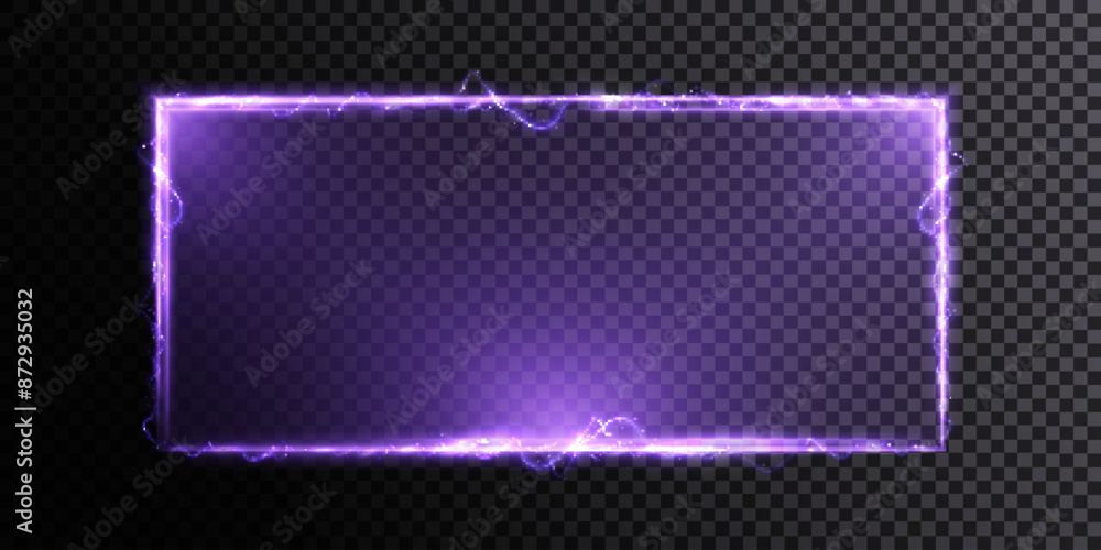 Leinwandbilder neon purple sign. rectangular frame with glowing light. electric bright rectangular frame with light