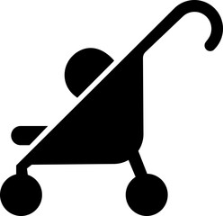 Baby stroller icon. Simple baby carriage icon. Children and baby carriage, child buggy, kid trolley sign. newborn baby pushchair symbol, isolated on transparent background, for apps and websites.