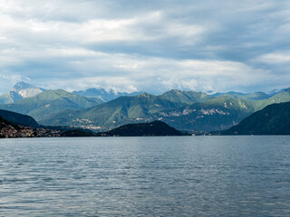 View at Lake Como and the Alps in Background