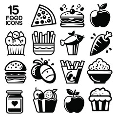 food icon set design. Fast food and natural food icon design for restaurant.