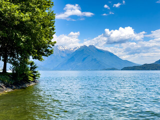 View at Lake Como and the Alps in Background 
