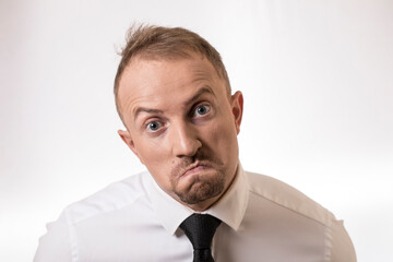 A studio shot of a shouting guy, 