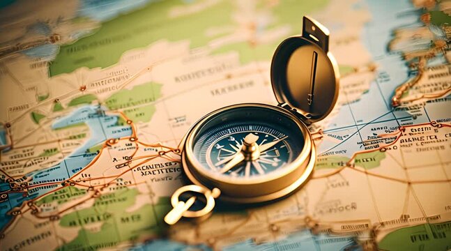 compass above the map