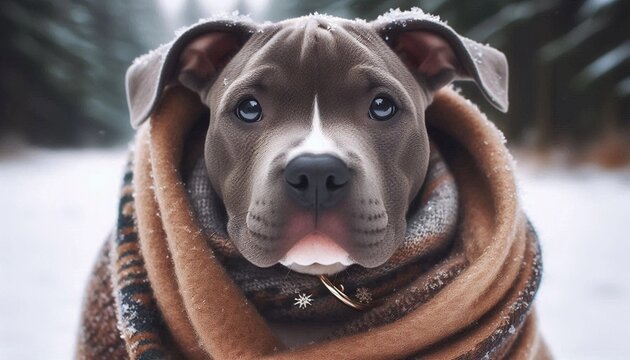 Pitbull im Winter